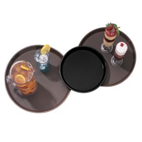 Tray 11" Round Polytread Brown