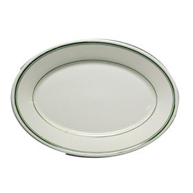 Green Band Platter 11 3/4 Oval