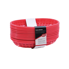 Basket 9" x 6" Oval Plastic Red