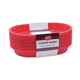 Basket 10" x 7" Oval Plastic Red
