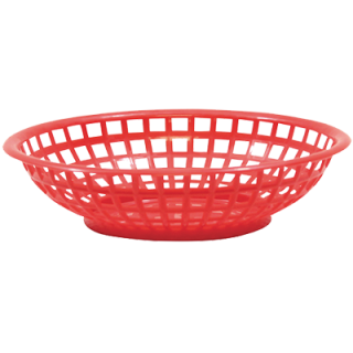 Basket 8" Round Plastic Red