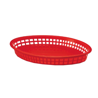 Basket 13" x 10" Oval Plastic Red